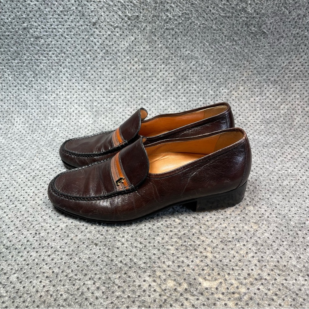 A. Testoni Red Brown Leather Loafers Size 4.5 Women’s